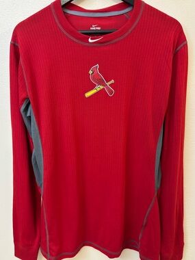 Nike Red Long Sleeve Athletic Top with Gray Panels